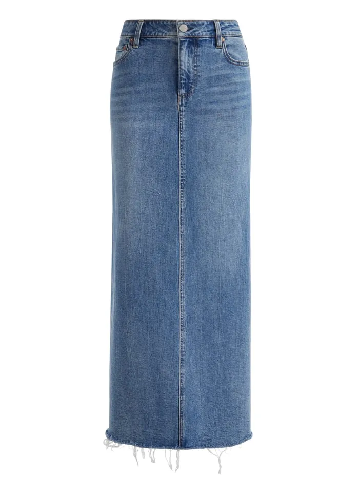 Skirts Women Alice Olivia Marissa High Rise Maxi Skirt With Side Slit Brooklyn Blue