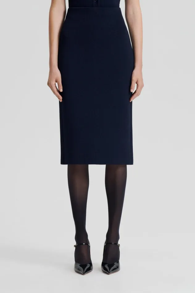 Skirts Women Scanlan Theodore CREPE KNIT PENCIL SKIRT Navy