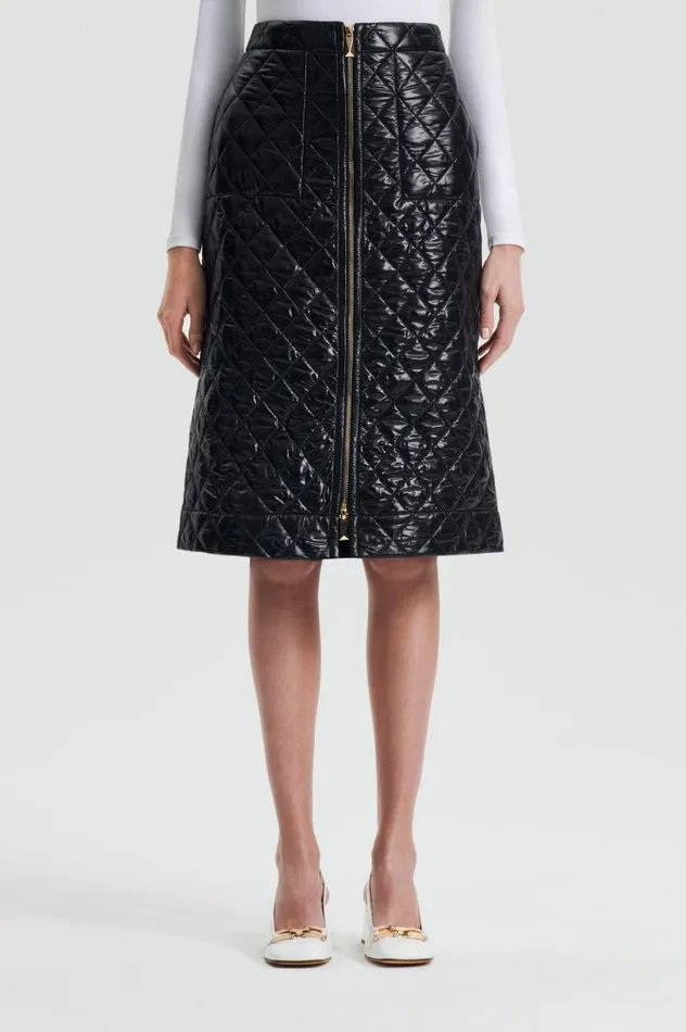 Skirts Women Scanlan Theodore QUILTED SKIRT Black Skirts Women Scanlan Theodore QUILTED SKIRT Black