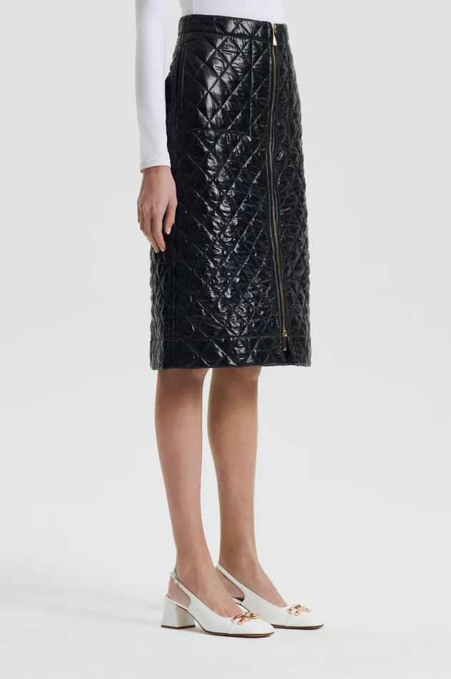 Skirts Women Scanlan Theodore QUILTED SKIRT Black Skirts Women Scanlan Theodore QUILTED SKIRT Black
