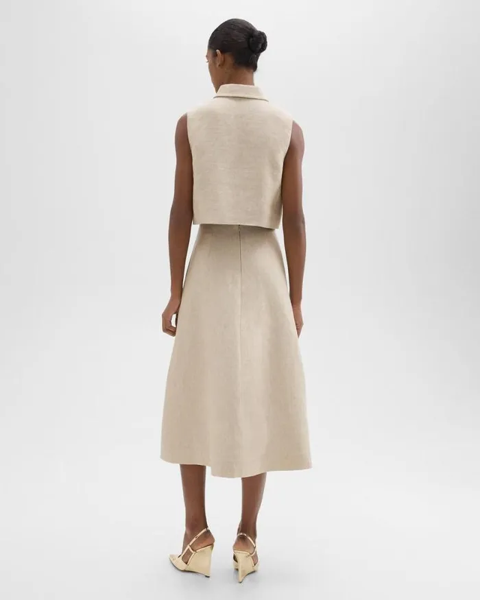 Skirts Women Theory Midi Circle Skirt In Basket Weave Linen Straw Skirts Women Theory Midi Circle Skirt In Basket Weave Linen Straw