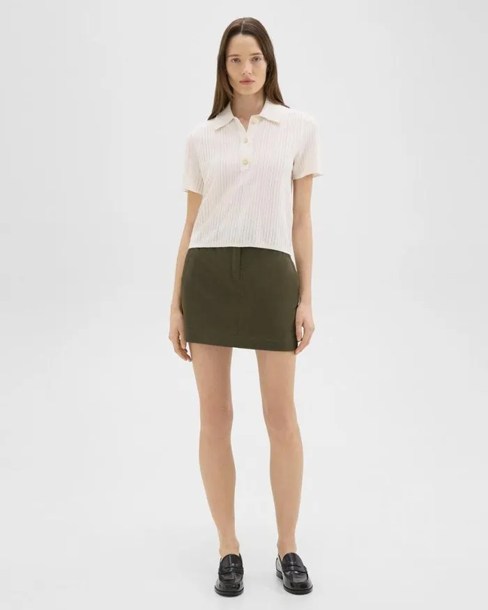 Skirts Women Theory Mini Trouser Skirt In Organic Cotton Dark Olive