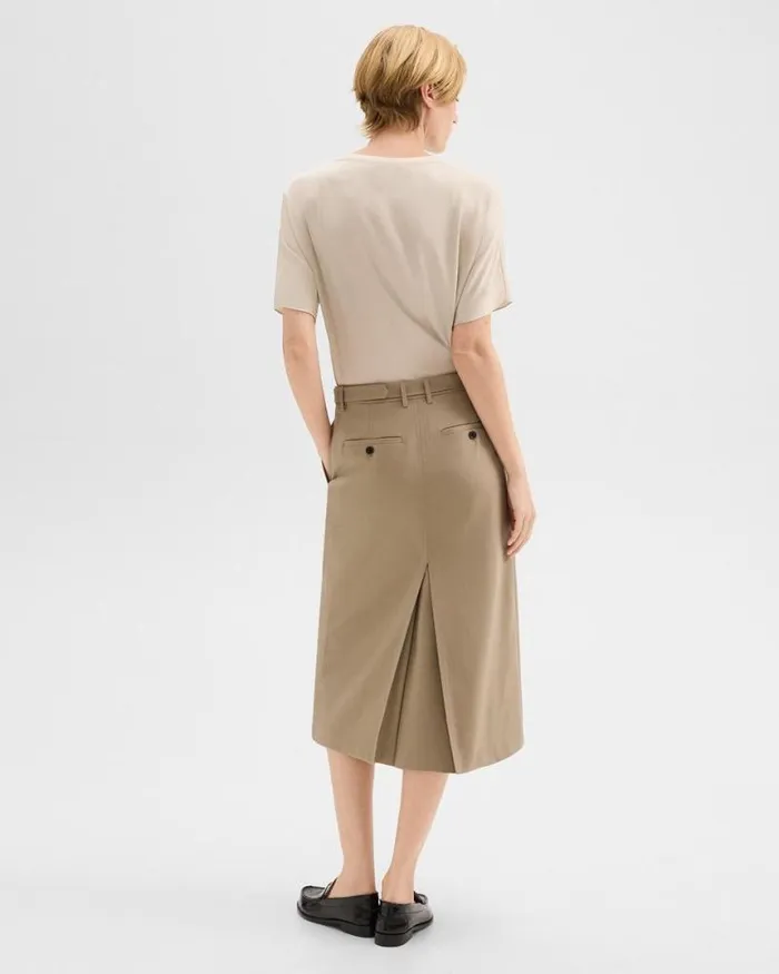 Skirts Women Theory Trouser Skirt In Wool Gabardine Barley