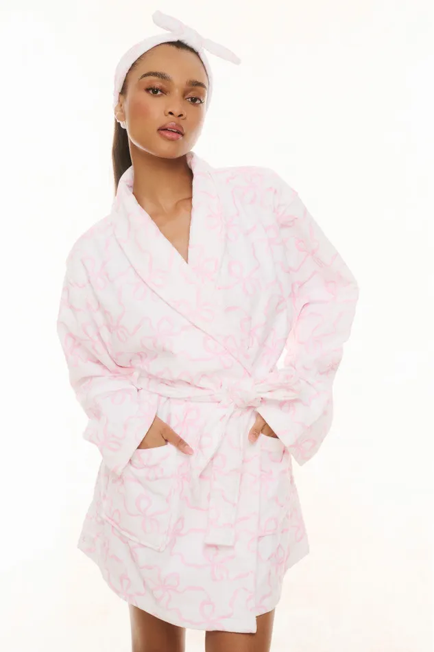 Sleepwear Women LoveShackFancy Indie Cotton Bath Robe Pink Bonnet Sleepwear Women LoveShackFancy Indie Cotton Bath Robe Pink Bonnet