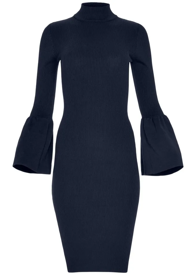 SLEEVE DETAIL SWEATER DRESS Navy Women VENUS Midi Dresses