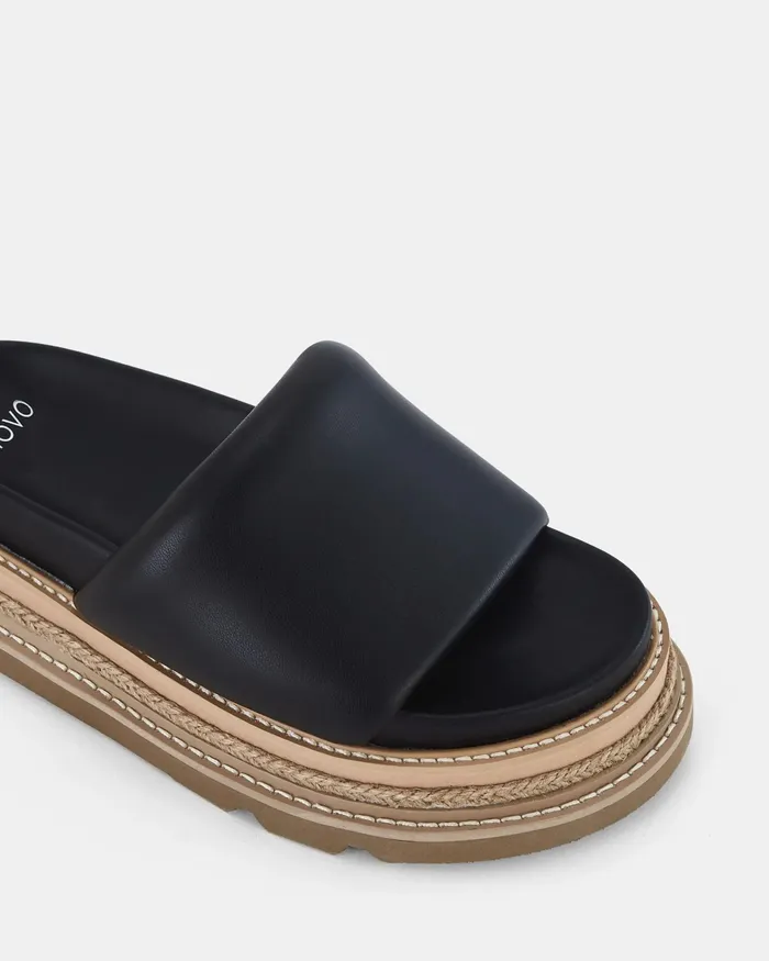 Slides Women NOVO Shoes SERRATA BLACK Flatform
