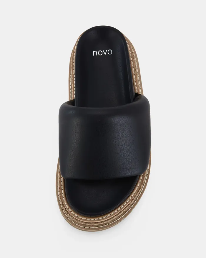 Slides Women NOVO Shoes SERRATA BLACK Flatform
