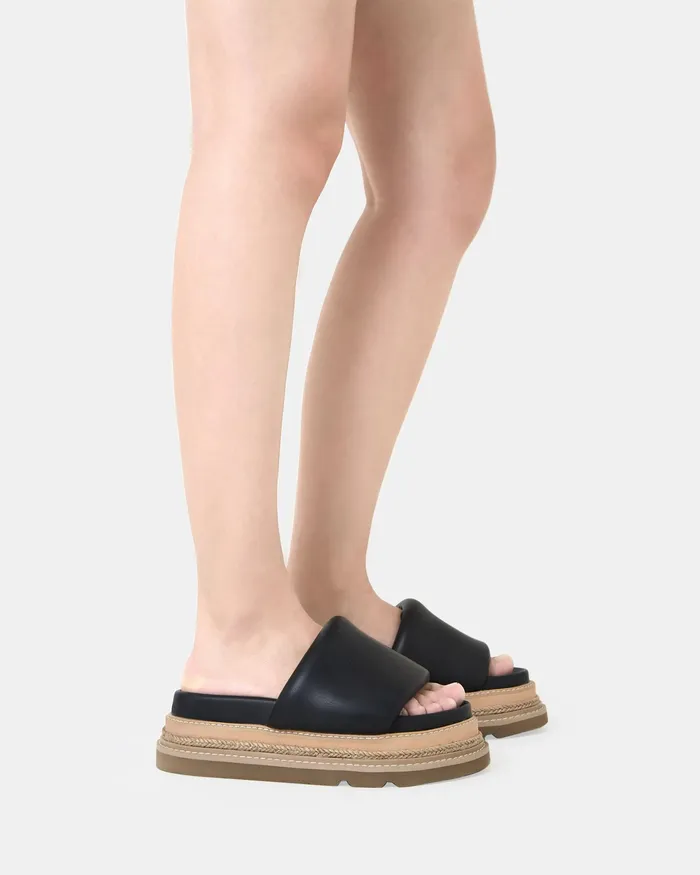 Slides Women NOVO Shoes SERRATA BLACK Flatform