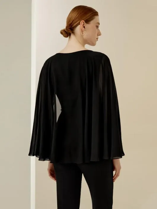 Slim Fit Silk CapeStyle Blouse Women Blouses Lilysilk Shirts