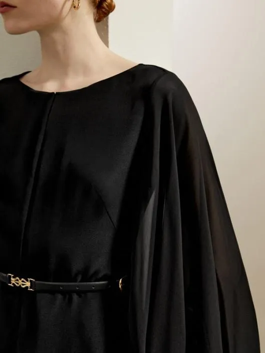 Slim Fit Silk CapeStyle Blouse Women Blouses Lilysilk Shirts