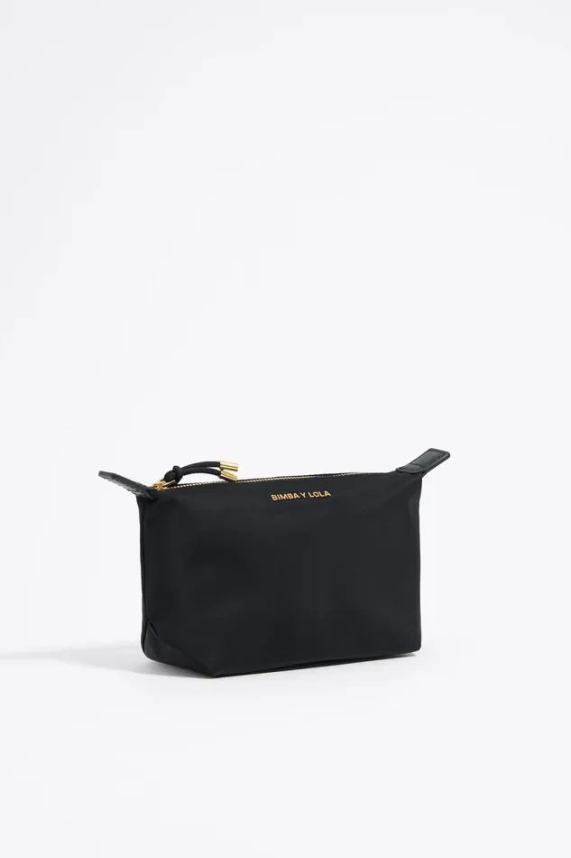 Small Black Nylon Trapezium Makeup Case Black Women Bimba Y Lola Vanity Pouches