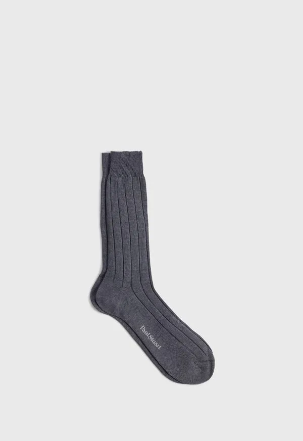 Socks Mercerized Cotton Ribbed Sock Denim Paulstuart Mens