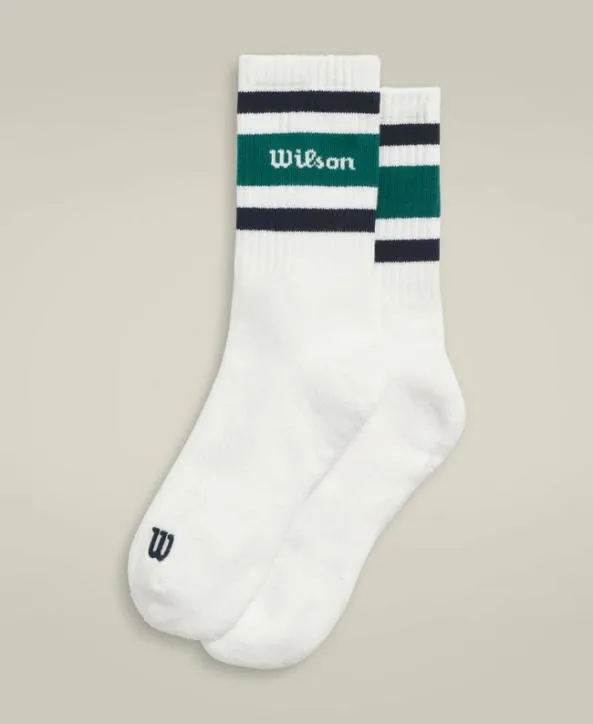 Socks Women Wilson Crew Stripe Script Sock Bright White Classic Navy