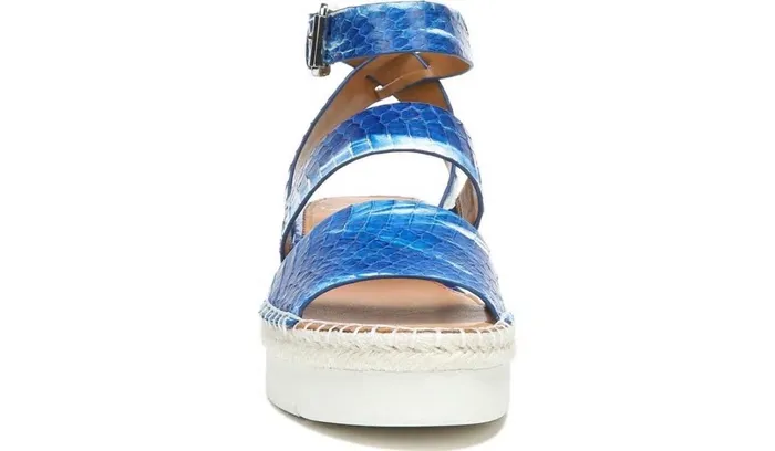 Sport Sandals Women Franco Sarto Sarto Calvin Wedge Sandal Blue Snake Leather