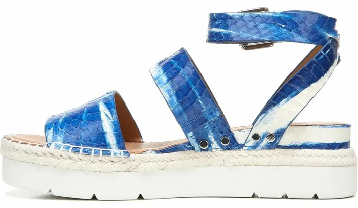 Sport Sandals Women Franco Sarto Sarto Calvin Wedge Sandal Blue Snake Leather