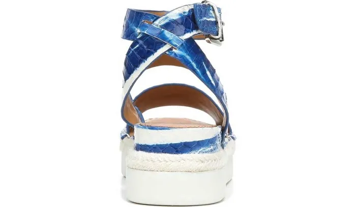 Sport Sandals Women Franco Sarto Sarto Calvin Wedge Sandal Blue Snake Leather