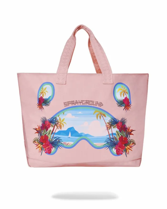 SPRAYGROUND BORA BORA SHARK ISLAND VILLA BEACH TOTE Bags