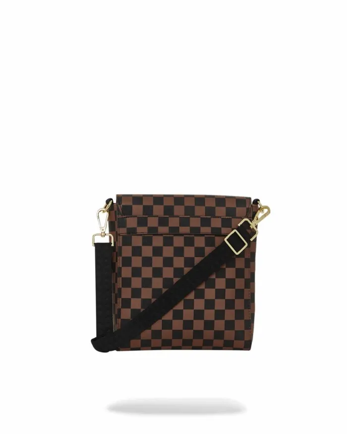 SPRAYGROUND EXTERIOR GOLD ZIP POCKET SHARKS IN PARIS MESSENGER SLING BAG Bags