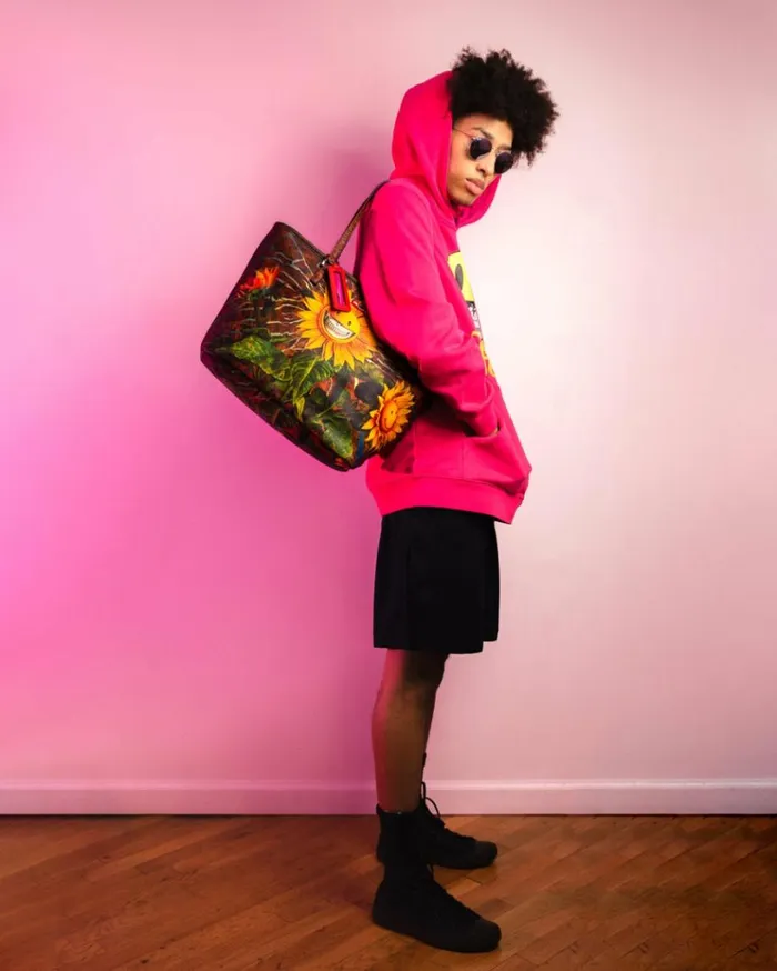 SPRAYGROUND SUNFLOWER GRIN RON ENGLISH COLLAB TOTE Bags