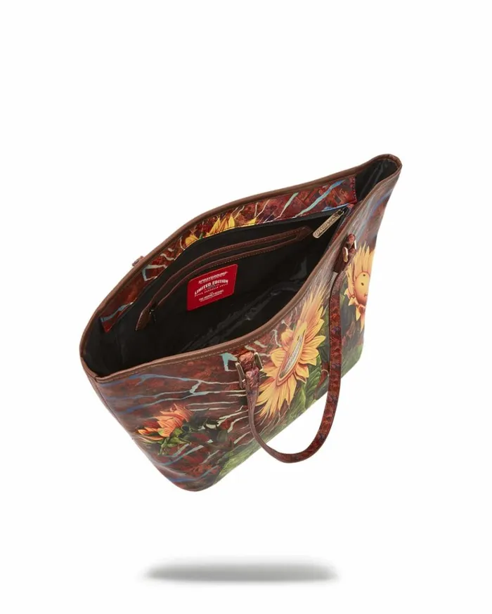 SPRAYGROUND SUNFLOWER GRIN RON ENGLISH COLLAB TOTE Bags