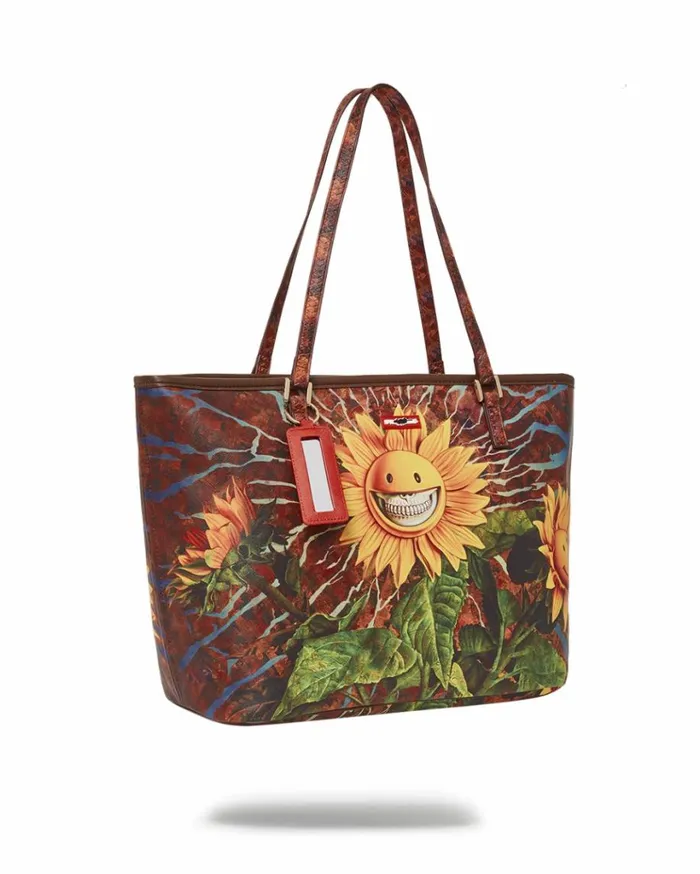 SPRAYGROUND SUNFLOWER GRIN RON ENGLISH COLLAB TOTE Bags