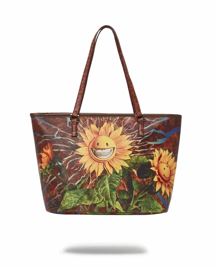 SPRAYGROUND SUNFLOWER GRIN RON ENGLISH COLLAB TOTE Bags