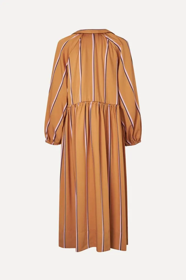 Stine Goya Dresses Elasticated Midi Dress 8211 Cocoa Stripes 8211 Women