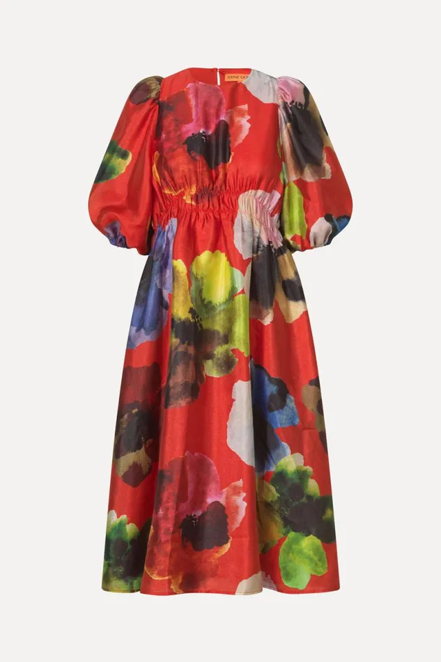 Stine Goya Dresses Elasticated Waist Midi Dress 8211 Bloom In Red 8211 Women