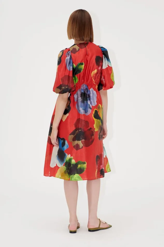 Stine Goya Dresses Elasticated Waist Midi Dress 8211 Bloom In Red 8211 Women