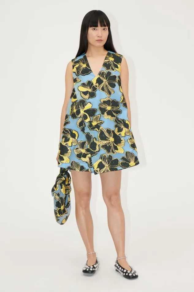Stine Goya Exclusives Sleeveless VNeck Short Dress 8211 Blue Anemone Jacquard 8211 Women
