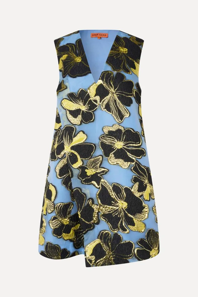 Stine Goya Exclusives Sleeveless VNeck Short Dress 8211 Blue Anemone Jacquard 8211 Women
