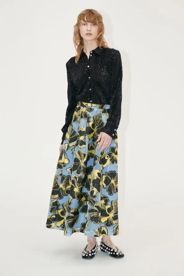 Stine Goya Exclusives Voluminous Midi Skirt 8211 Blue Anemone Jacquard 8211 Women Stine Goya Exclusives Voluminous Midi Skirt 8211 Blue Anemone Jacquard 8211 Women