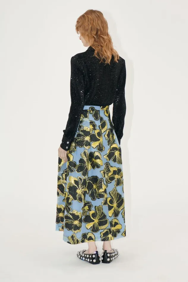 Stine Goya Exclusives Voluminous Midi Skirt 8211 Blue Anemone Jacquard 8211 Women