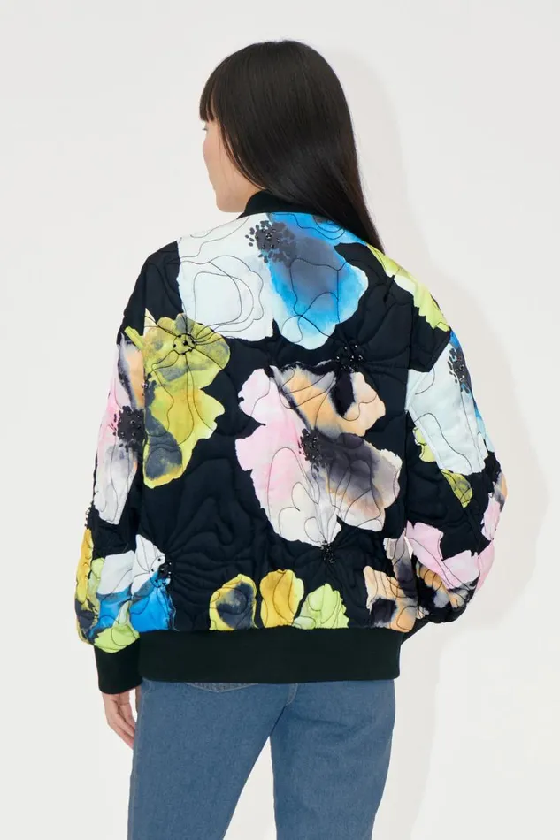 Stine Goya Outerwear Voluminous Bomber Jacket 8211 Watercolor Bloom 8211 Women