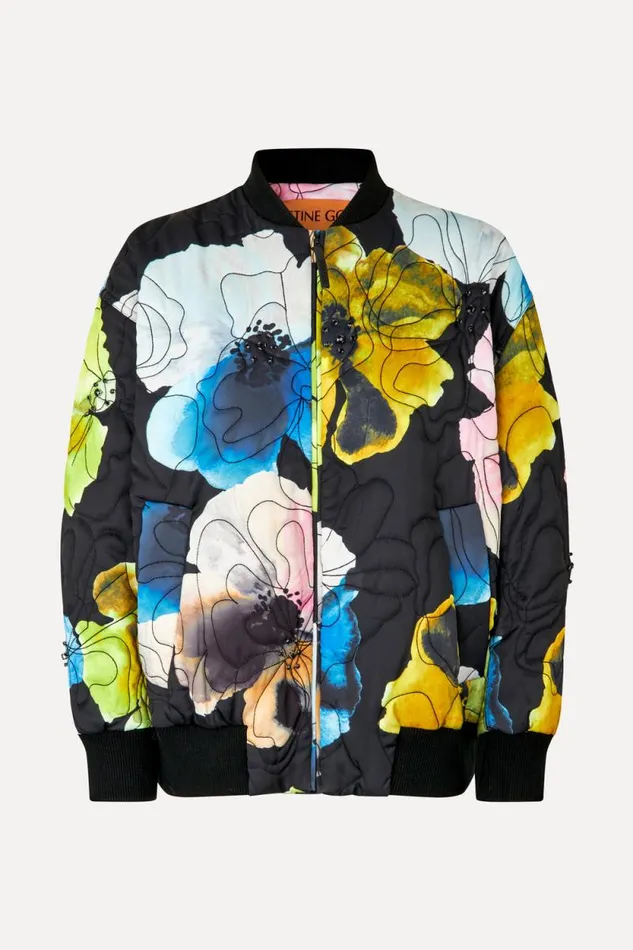 Stine Goya Outerwear Voluminous Bomber Jacket 8211 Watercolor Bloom 8211 Women