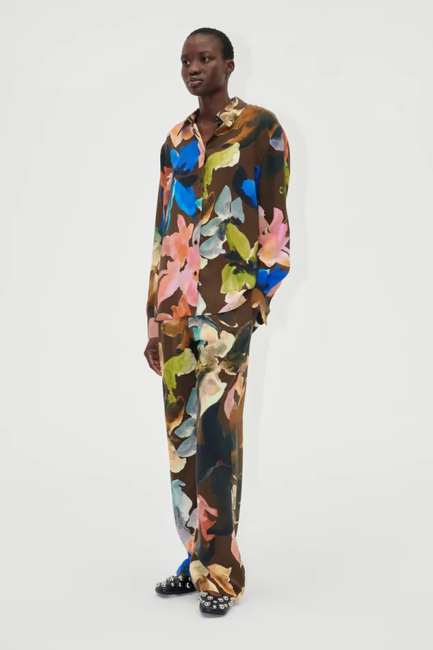 Stine Goya Pants Elasticated Long Pants 8211 Aquarelle Garden 8211 Women
