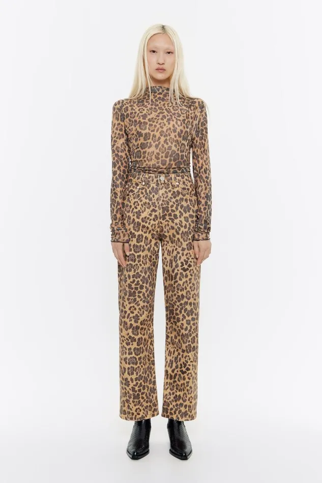STRAIGHT CROPPED 8211 Beige Leopard Denim Jeans Leopard Natural Women Bimba Y Lola Trousers