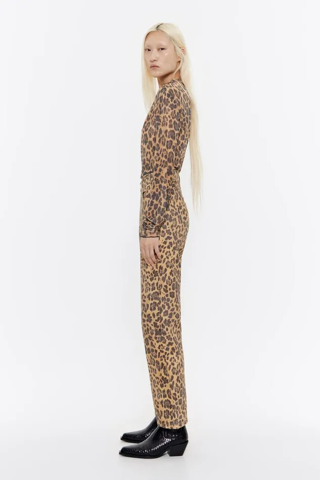 STRAIGHT CROPPED 8211 Beige Leopard Denim Jeans Leopard Natural Women Bimba Y Lola Trousers STRAIGHT CROPPED 8211 Beige Leopard Denim Jeans Leopard Natural Women Bimba Y Lola Trousers