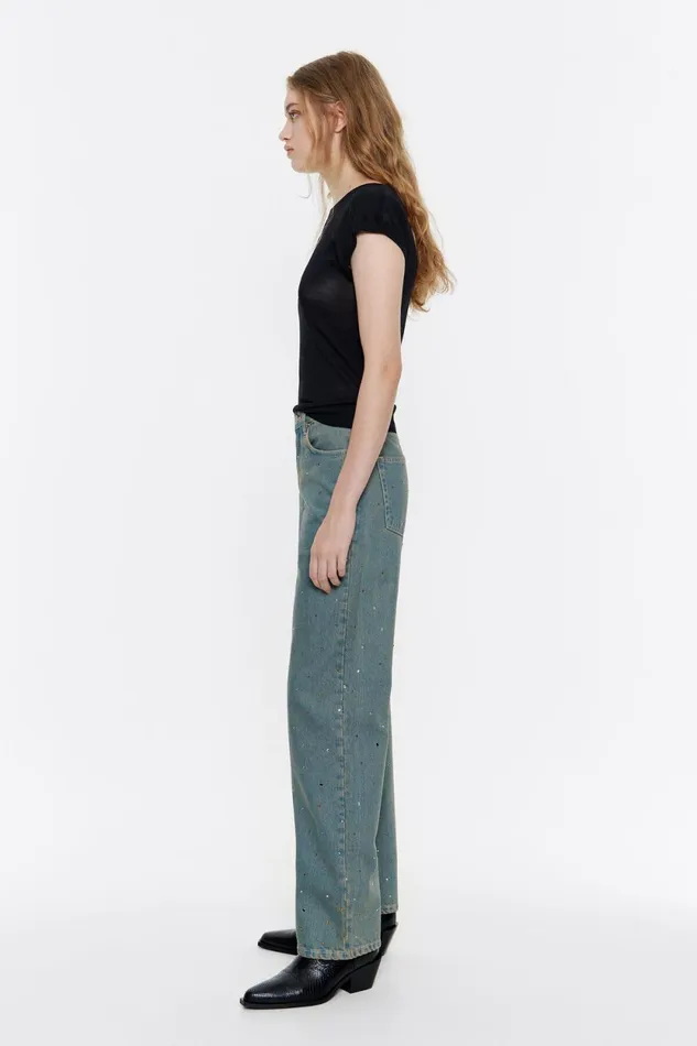 STRAIGHT CROPPED 8211 Blue Stones Jeans Light Denim Blue Women Bimba Y Lola Trousers STRAIGHT CROPPED 8211 Blue Stones Jeans Light Denim Blue Women Bimba Y Lola Trousers