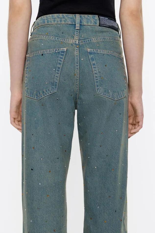 STRAIGHT CROPPED 8211 Blue Stones Jeans Light Denim Blue Women Bimba Y Lola Trousers STRAIGHT CROPPED 8211 Blue Stones Jeans Light Denim Blue Women Bimba Y Lola Trousers