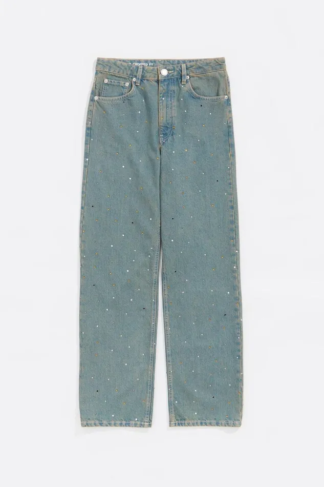 STRAIGHT CROPPED 8211 Blue Stones Jeans Light Denim Blue Women Bimba Y Lola Trousers STRAIGHT CROPPED 8211 Blue Stones Jeans Light Denim Blue Women Bimba Y Lola Trousers