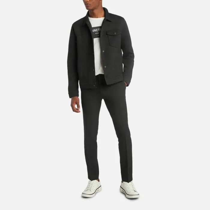 Stretch Solid Skinny Fit Flex Waistband Flat Front Dress Pant Black Men Kenneth Cole Bottoms