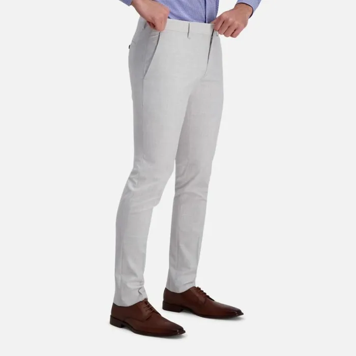 Stretch Solid Skinny Fit Flex Waistband Flat Front Dress Pant Oatmeal Men Kenneth Cole Bottoms