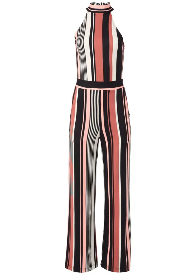 STRIPE HIGH NECK JUMPSUIT Coral Multi Women VENUS Jumpsuits