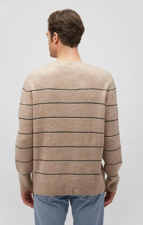 Striped Crew Neck Sweater In Oatmeal Melange Men Mavi Jeans Sweaters Striped Crew Neck Sweater In Oatmeal Melange Men Mavi Jeans Sweaters
