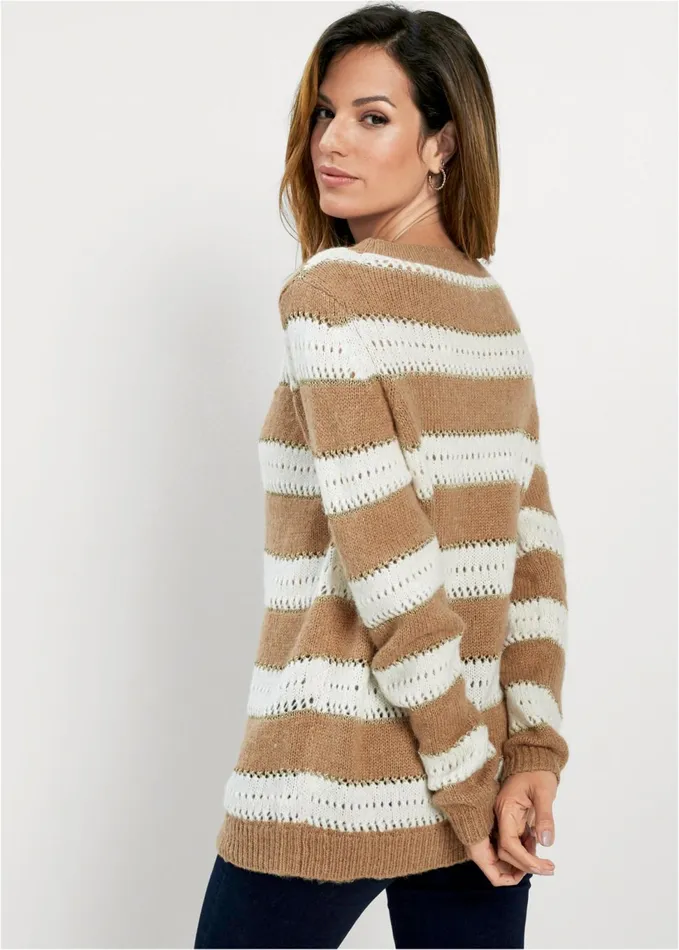 STRIPED SWEATER Tan Multi Women VENUS Pullover