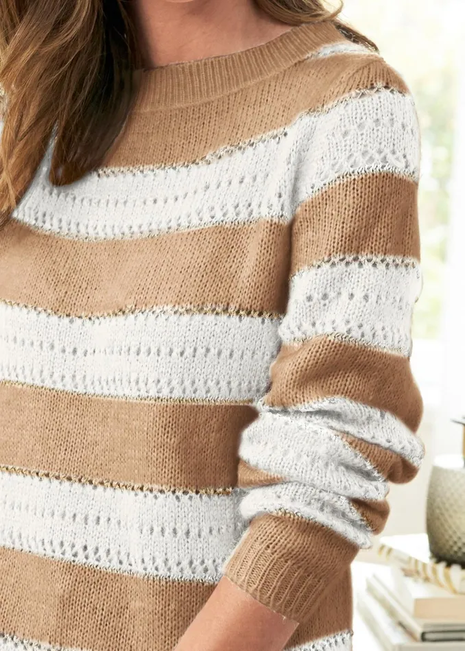 STRIPED SWEATER Tan Multi Women VENUS Pullover