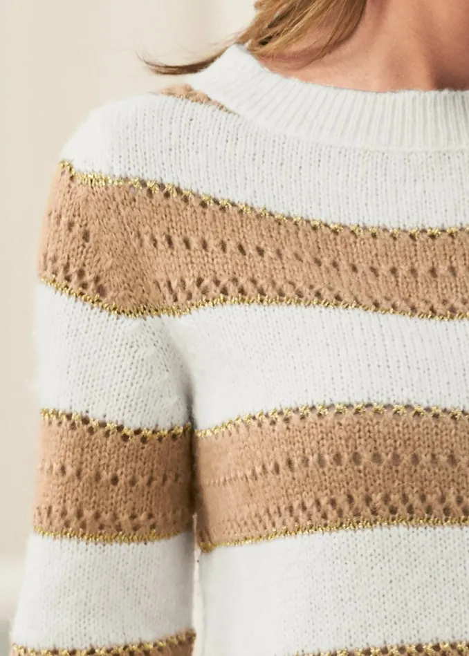 STRIPED SWEATER Tan Multi Women VENUS Pullover