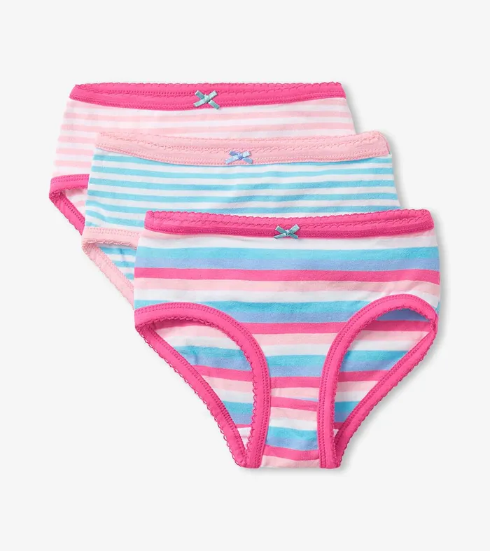 Stripes Girls Brief Underwear 3 Pack Hatley