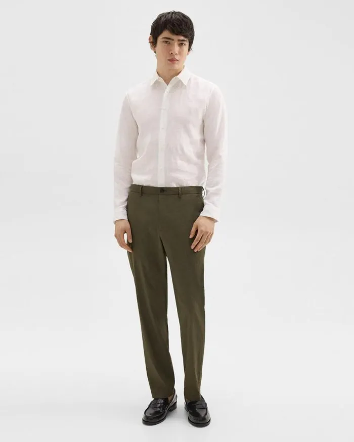 Suits Men Theory Curtis Drawstring Pant In Good Linen Dark Olive